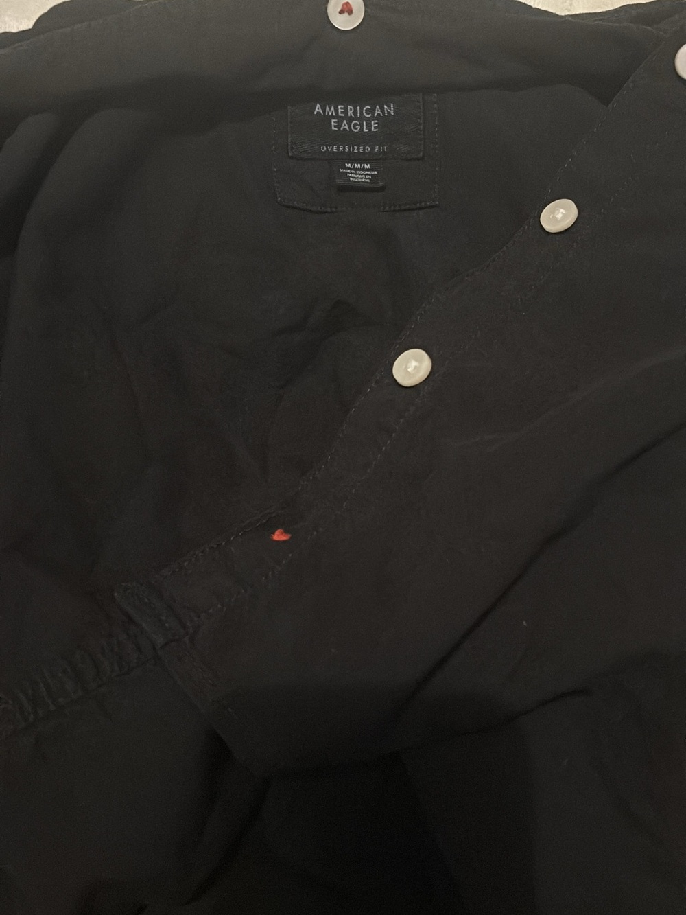American Eagle Black Oversized Button-Up Top